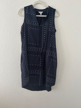 Time and Tru Navy Sleeveless Bandana Print Shift Dress